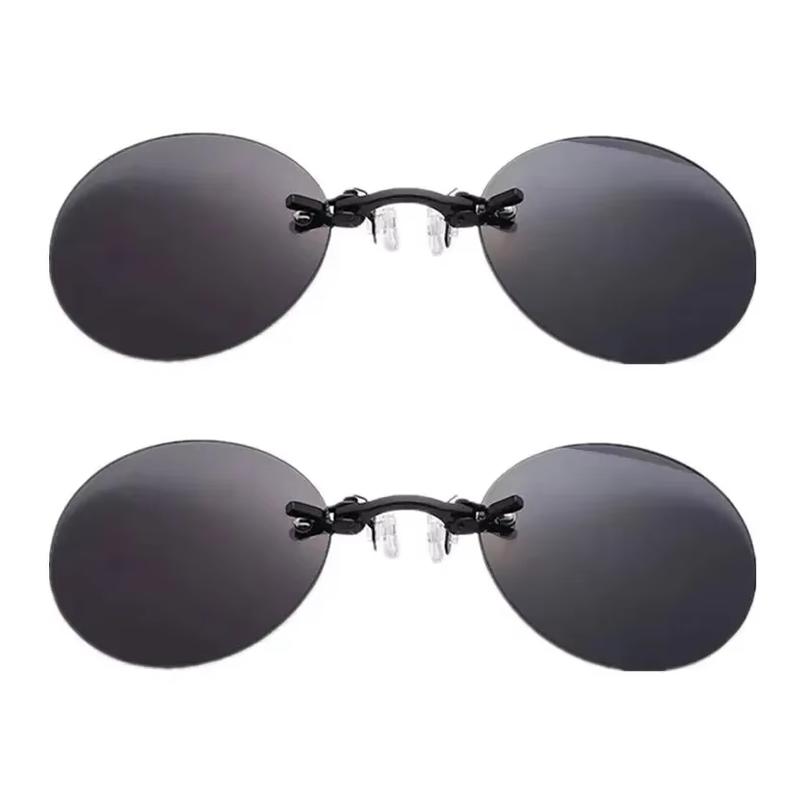 1-2 шт. Клипсы на нос Очки Круглые Безободковые Матрица Морфеус Солнцезащитные очки Мини Без оправы Винтажные Мужские Очки UV400