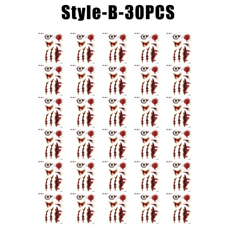 Хэллоуин Водонепроницаемые Временные Наклейки Татуировки Сексуальный Кровавый Макияж Зомби Шрам Татуировка Украшение Рана Ужас Кровь Наклейка