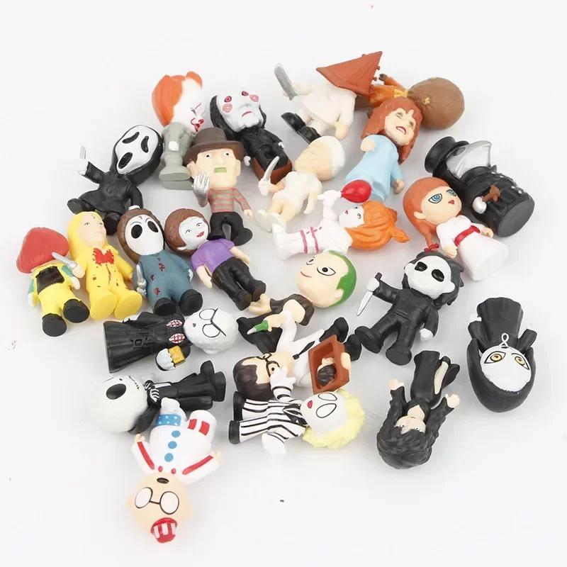 24 шт./комплект Персонажи фильмов ужасов V for Vendetta Чаки Фредди Джейсон Страшный Пила ПВХ Фигурки Действия Игрушки