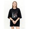 Oversized T Shirt Black Rise Fog Graphic Print With Abstract Figures And Text Casual Streetwear For Women