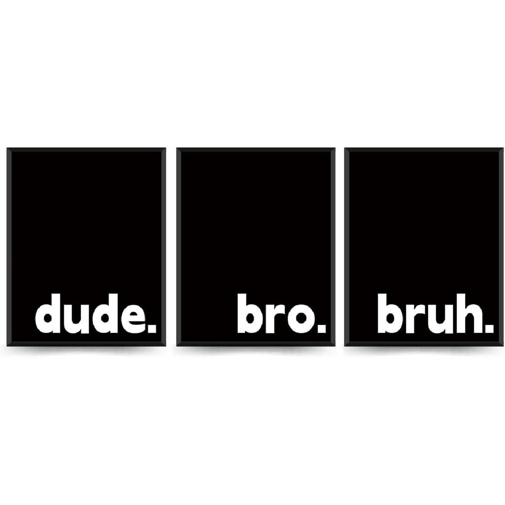 PLKMN Boy Room Decor Set, Minimalistic Typography Posters for Boys Bedroom Dorm Man Cave, Dude Bro Bruh Wall Art Prints 8x10