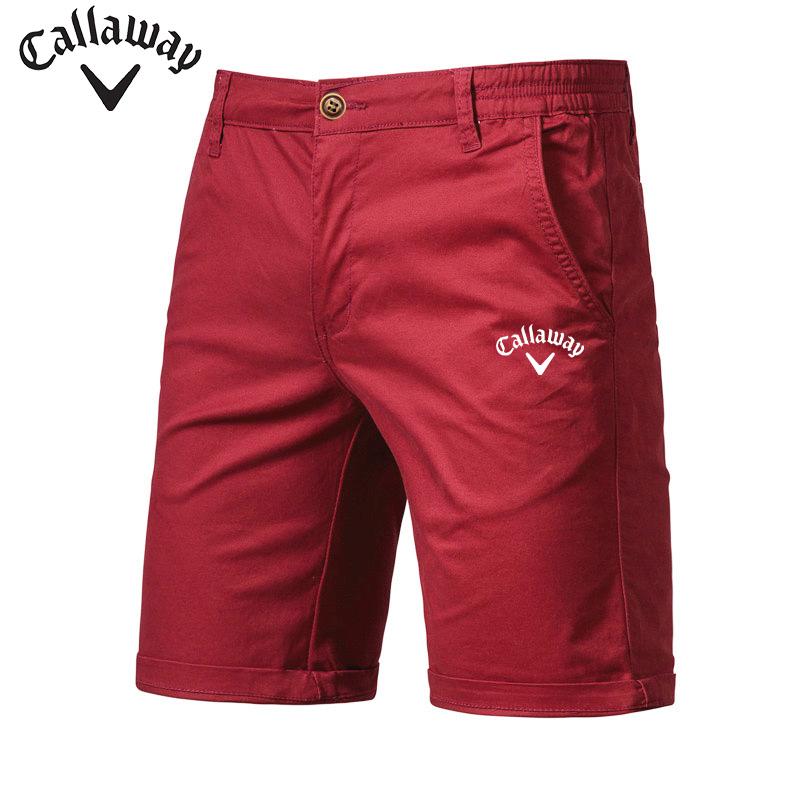 Вышитые летние хлопковые однотонные шорты Callaway для мужчин, высококачественные повседневные деловые пляжные шорты с эластичной резинкой на талии