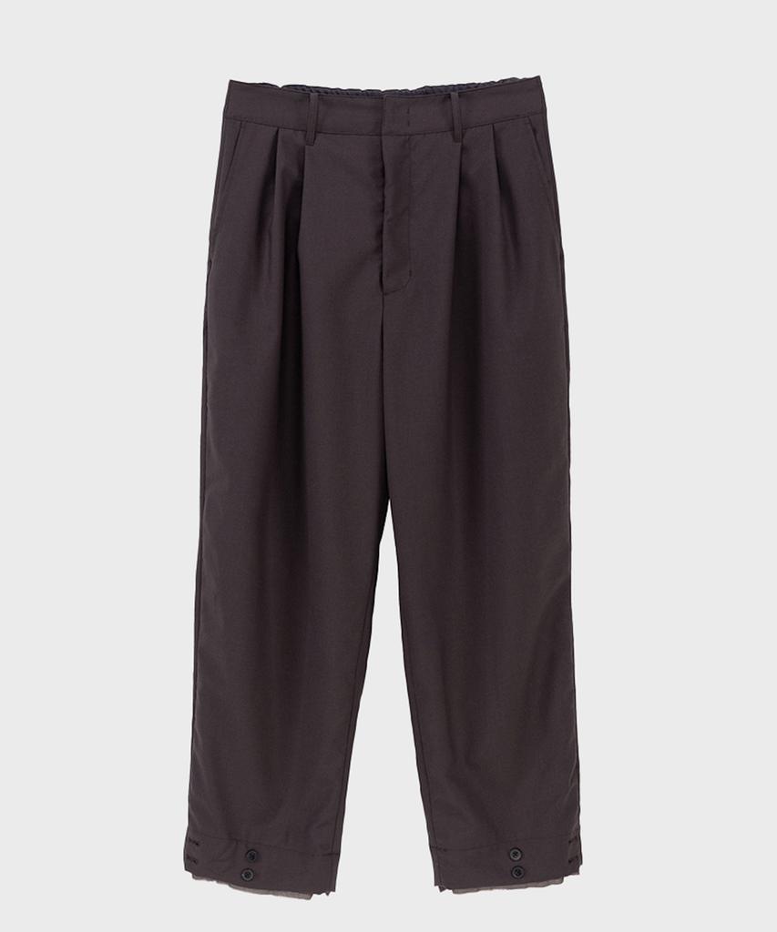 PREF Brown Raw Edge Cuffed Wool Trouser