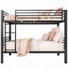 Metal Bunk Bed 90x200 cm, Load Capacity up to 350kg (150/200kg), Noise-free Metal Bed with Slatted Frame & Ladder Mountable Left/Right, Black