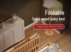 Movable Solid Wood Foldable Baby Crib, Unpainted, Multifunctional Newborn Bed