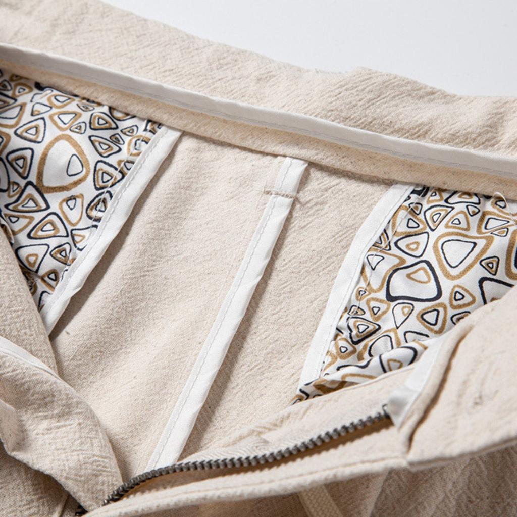 Мужские летние повседневные брюки на шнурке Мужские дышащие брюки из хлопка и льна