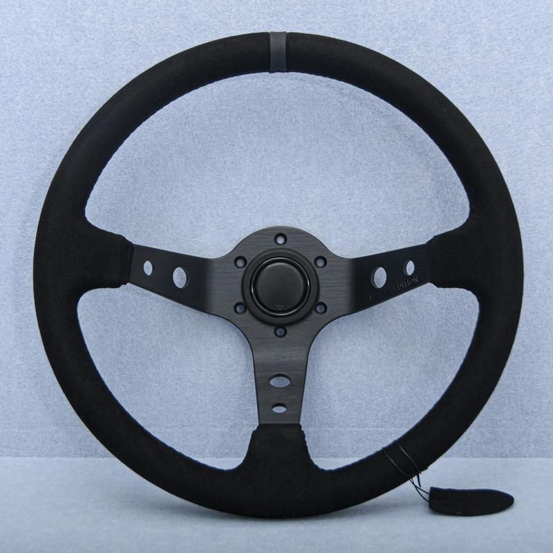 350mm 14inch Universal Drift Sport Suede Leather Steering Wheel Deep Dish JDM Black Edition Sim Racing Steering Wheel Car Parts