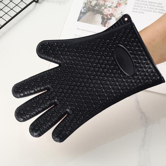 1 Pair Silicone Gloves Heat Resistant Oven Mitts with Quilted Liner Non-Slip Textured Grip Kitchen Gloves for BBQ Baking Cooking