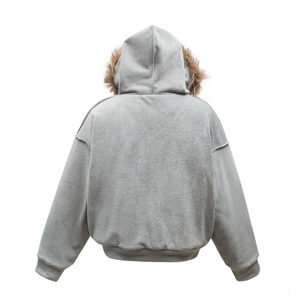 Унисекс Кардиган на молнии с капюшоном в стиле хай-стрит однотонный для осенне-зимней моды