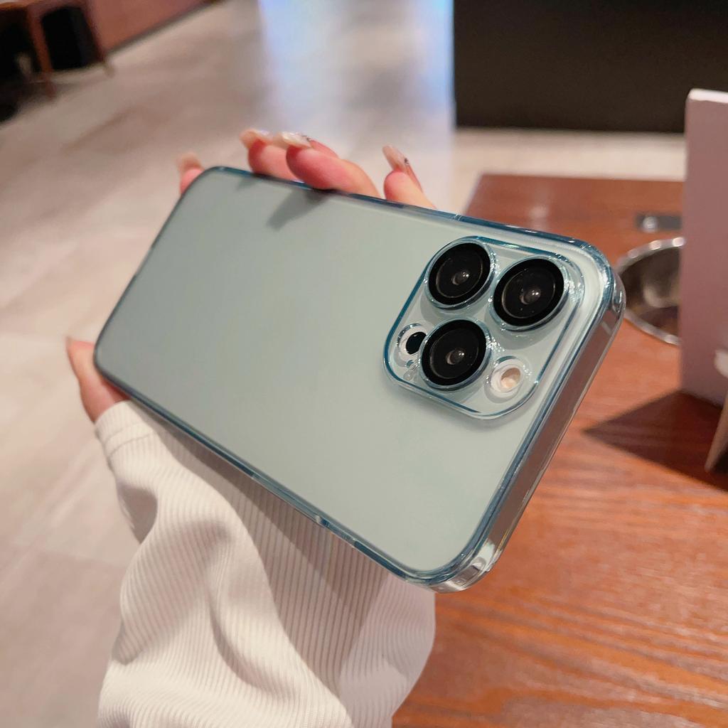 Для IPhone 16 Promax Чехол для телефона Матовый для Apple 14 Без шага Закаленное стекло 13 с защитной пленкой для объектива 15