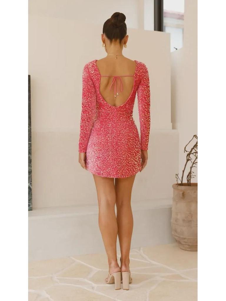 Вечернее платье с открытыми плечами и пайетками – элегантный европейский, американский и юго-восточно-азиатский стиль (4 цвета)