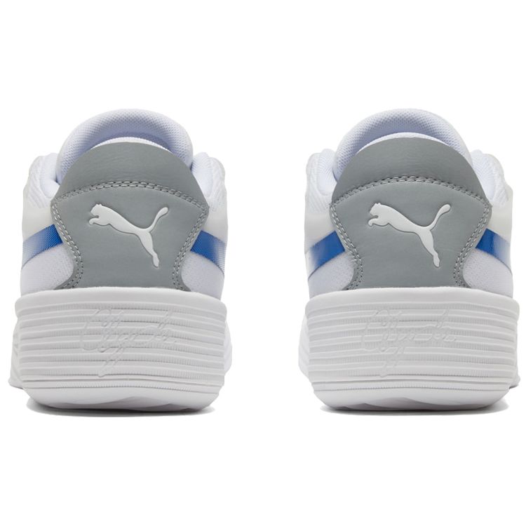 Puma Clyde All Pro Team Кроссовки с круглым носком на шнуровке, амортизирующие, нескользящие, прочные, низкие, для баскетбола, унисекс, белые, серые, синие 195509-06