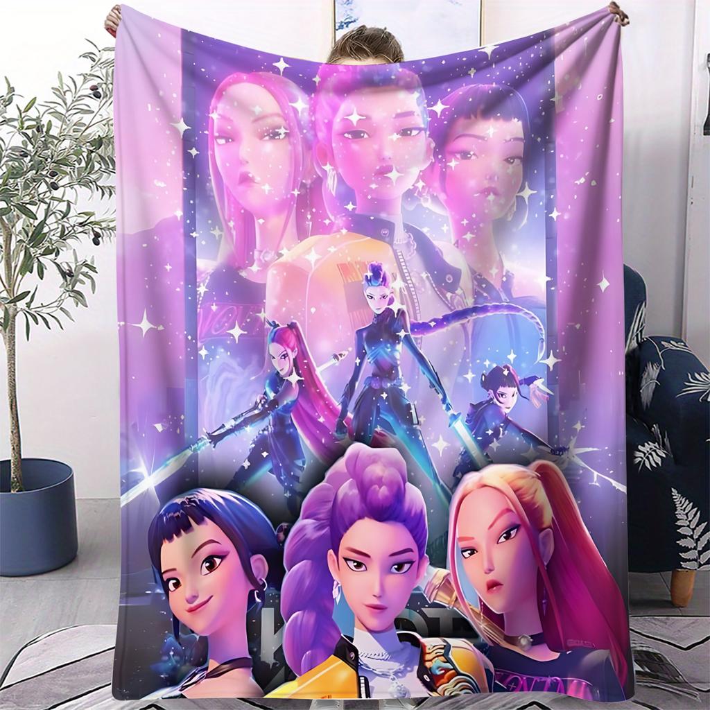 K-Pop Охотники на демонов Одеяло для девочек и мальчиков Плюшевое одеяло-плед Новинка Теплое одеяло Всесезонное Подарок фанату Huntrix для офиса и путешествий