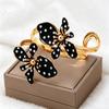 Enamel Glaze Flower Open Bangle Polka Dot Adjustable Bracelet Floral Bracelet Birthday Gift