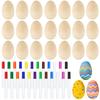 Morcheiong 24-Piece Wooden Egg Shaker DIY Egg Shaker Musical Instrument Set with 24 Multicolor Pens, Egg Maracas, Easter Eggs for Kids