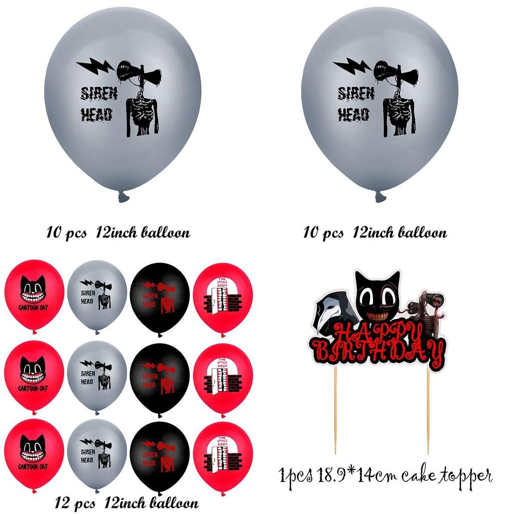 Страшный Сиреноголовый Мультяшный Кот Ужас День Рождения Вечеринка Воздушный Шар Баннер Топпер для Торта