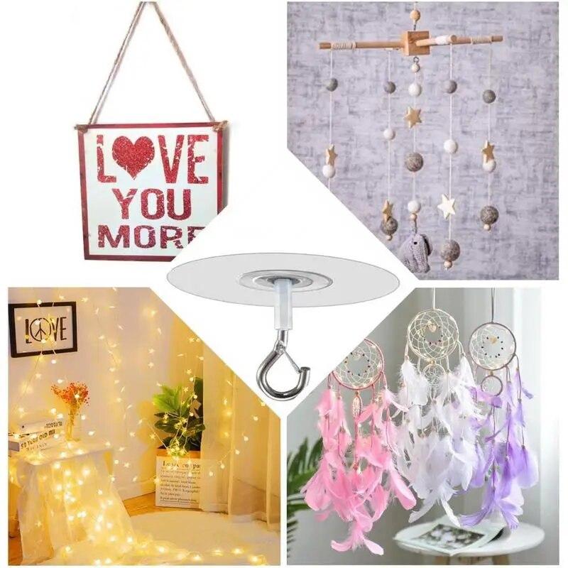 Stick Ceiling Hooks Heavy Duty Self-Adhesive Water Resistant Hooks For Ceiling Multifunctional Hooks For Balloons Wind Chimes