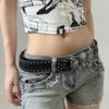 Casual Rivet Belts Versatile Snap on Waist Belt Fashion Skull Belt  Unisex