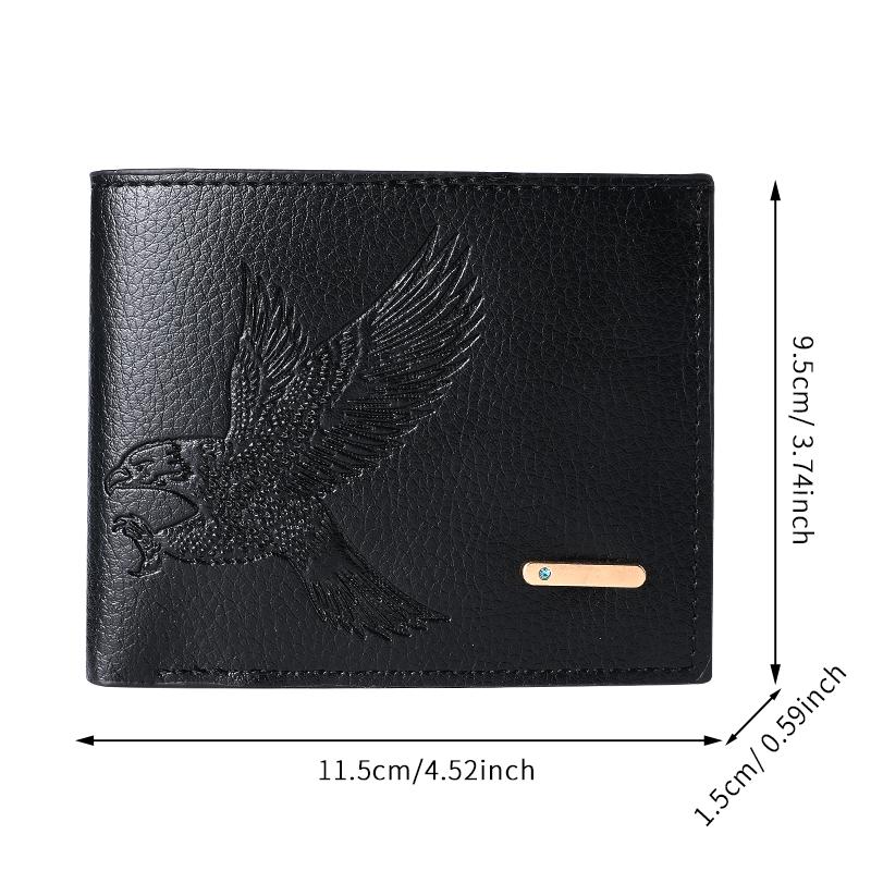 Short men's wallet thin   high-value eagle pattern student youth soft leather coin purse card package