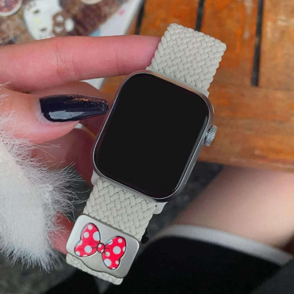 Мультяшный милый ремешок с бантиком на магнитной застежке для ремешка Apple Watch Ultra2 49 мм 45 мм 44 41 42 Correa для iWatch Series 10 9 8 SE 7 6