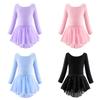 Children Girl's Long Sleeved Dance Bodysuit and Sequin Ballet Skirt Two-piece Clothing Set