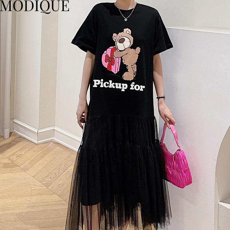 MODIQUE Summer Plus Size New Dress Shirt Women Loose Mesh Cotton Linen A-Line Dress Solid Casual Female Dresses O-Neck Short Sleeve