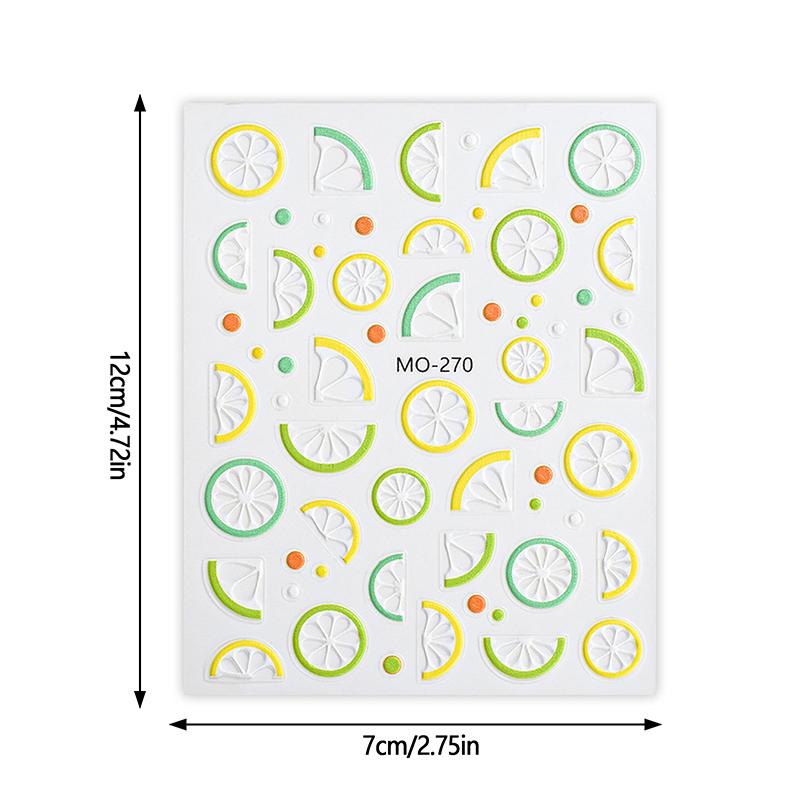 Лимон Вишня Клубника Сделай сам 5D Мягкий Тисненый Рельеф Самоклеящиеся Украшения для Ногтей Наклейки Декаль