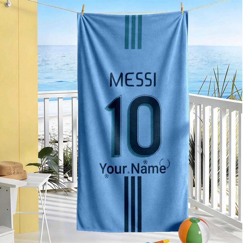Football Messi Customize Your Name Beach Towel Super Soft & Absorbent Portable for SwimmingBeachCamping Travel Beach AccessoriesGym