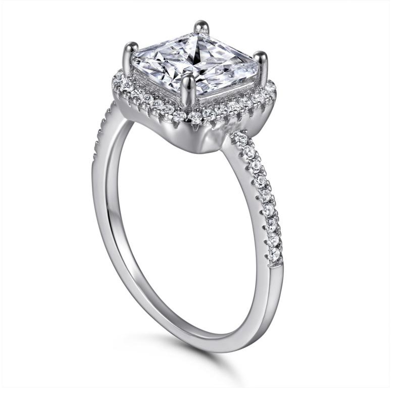 Bague Ringen 3-каратное квадратное цветное кольцо Моссан, обручальное кольцо из стерлингового серебра 925 пробы, оптовая продажа для женщин, ювелирные изделия