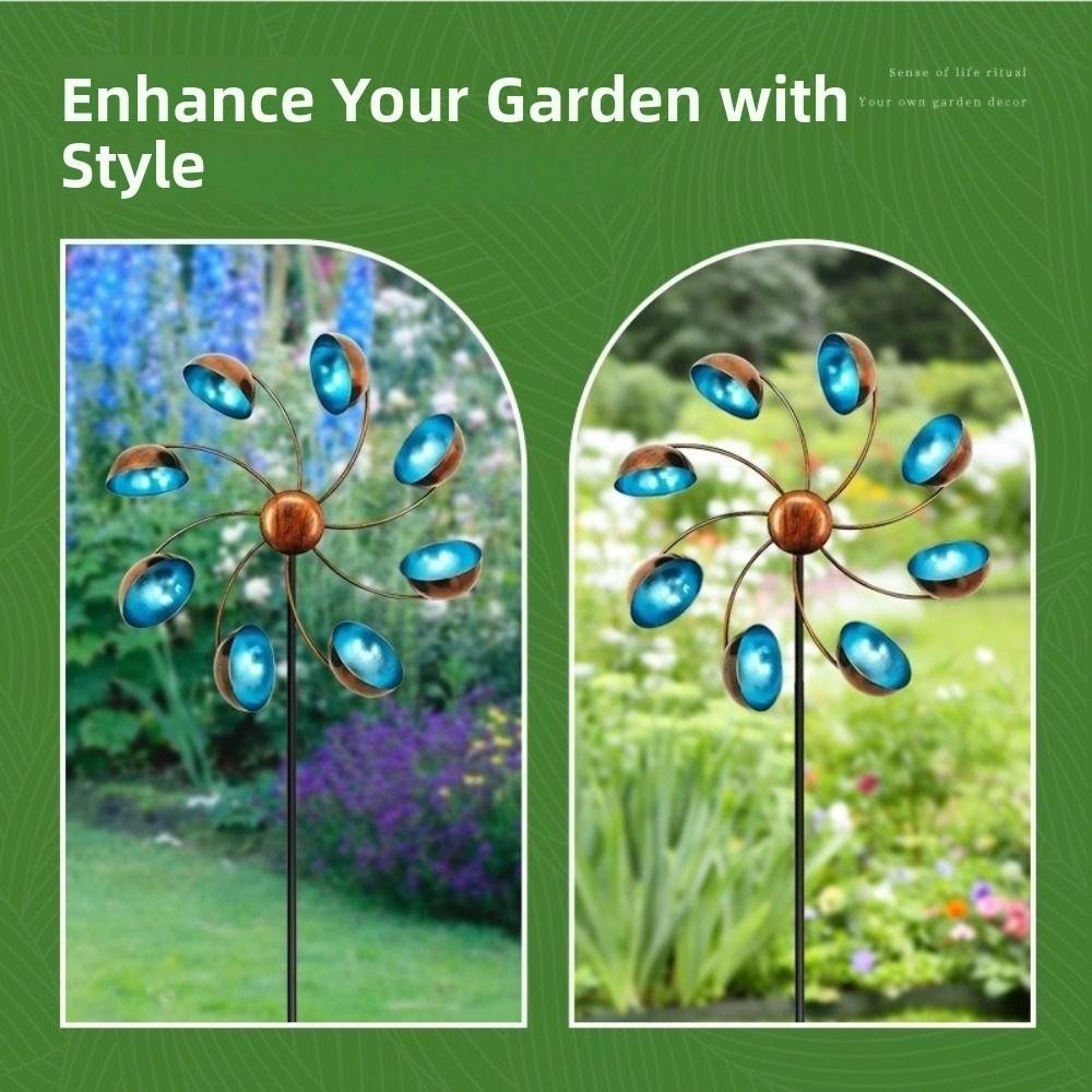 Art Decoration Metal Wind Rotator Iron Art Rotating Flower Shaped Windmill Creative Detachable Gardening Plug Park