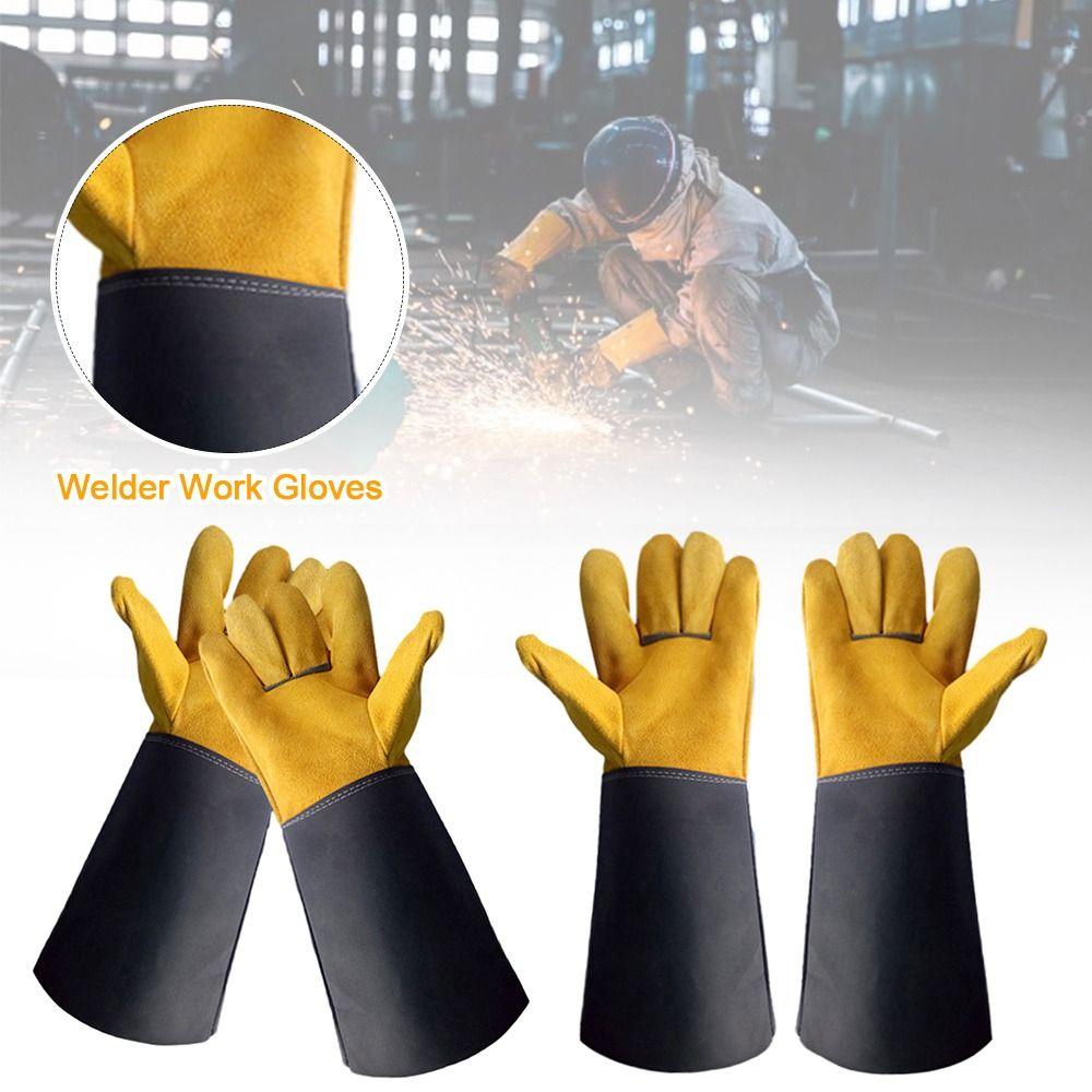 Wear-resistant Cowhide Welding Gloves Fire Protection Welder Work Gloves  Safety Protection
