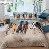Black Horse Kids Boys Galloping Duvet Cover 3D Farm Animals Comforter Cover for Teens Adult Rustic Country Style Farmhouse Decor