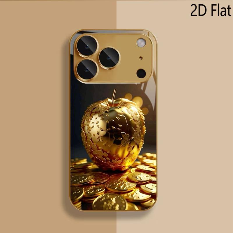 Чехол-бампер Apple Wealth с узором из закаленного стекла для iPhone16 17 ProMax 1514 1312 11ProMax, Защитная крышка для камеры, Ударопрочный Твердый B