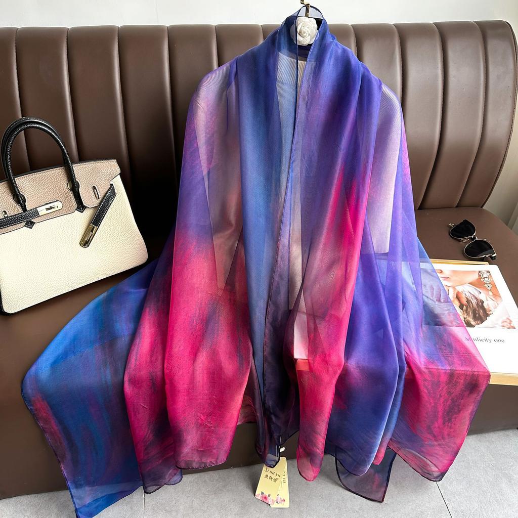 New Yourou yarn butterfly photo silk scarf fashion beach scarf travel vacation shawl sun protection scarf