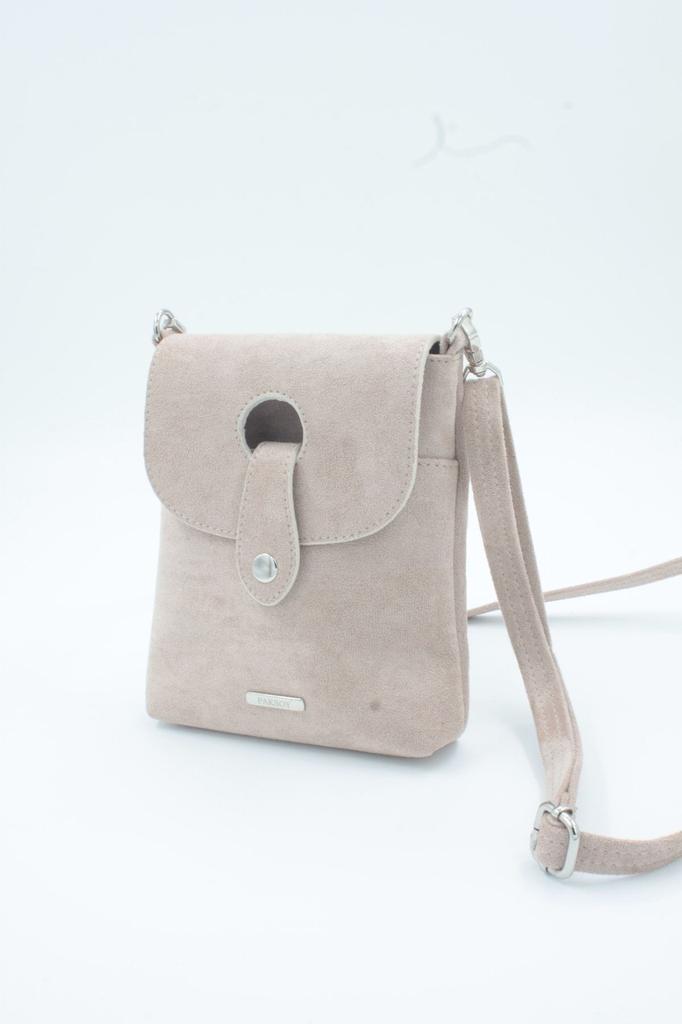 Женская стильная и полезная сумка на плечо Бежевая замшевая сумка для телефона с перекрестным ремешком