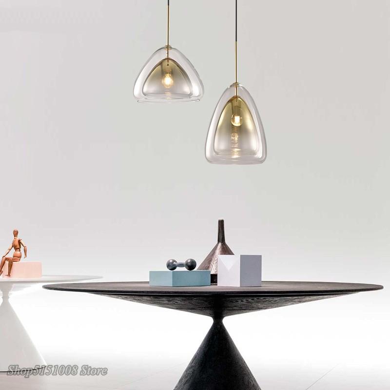 Modern Simple Design LED Pendant Lights Nordic Dining Room Creativity Glass Pendant Lights Kitchen Hanging Lamps Decor Fixtures