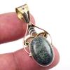 Натуральный зеленый питерсит драгоценный камень 925 пробы серебро двухцветная подвеска 1,50'' q1L63