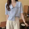 2025 Spring/Summer French Chic Women’s Peter Pan Collar Short Sleeve Shirt