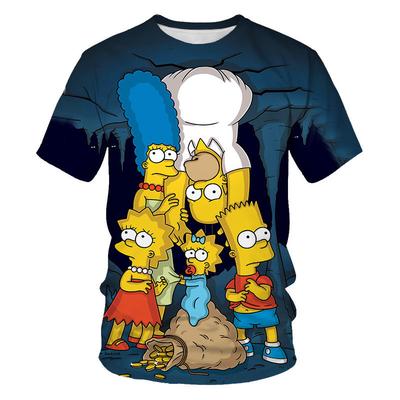 Летняя детская классическая футболка THE SIMPSONS, мультяшный цифровой принт в полоску, доступна в нескольких вариантах, свободный крой, повседневная