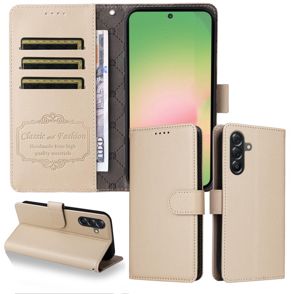 For Samsung Galaxy A56 5G Case RFID Blocking 3 Card Slots PU Leather Phone Cover with Wrist Strap