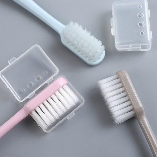 4Pcs Soft Toothbrushes Extra Soft Bristles Easy to Hold Comfortable Grip Individual Head Cover Food Grade Dental Care Travel Tooth Brushes