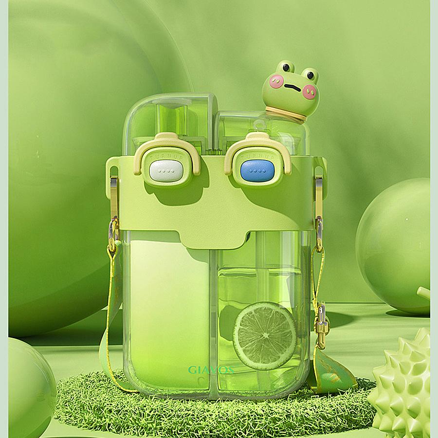 1 шт. 17,92/26,37 унц. Портативная герметичная бутылка для воды с двумя отсеками, соломинкой и ремешком для школы, спорта и путешествий - Оставайтесь гидратированными в дороге!