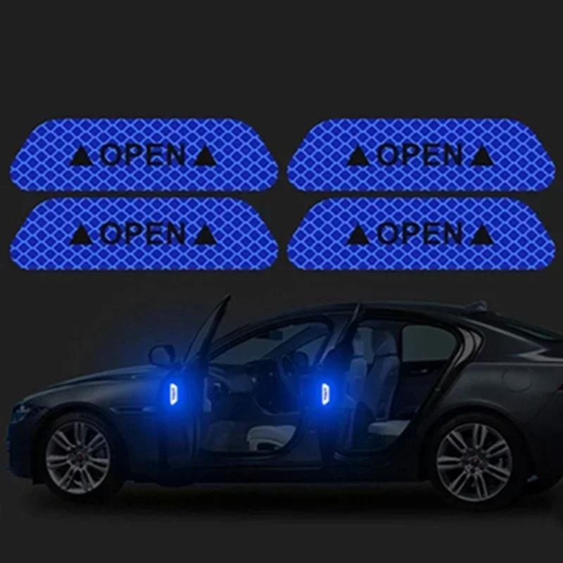 4 шт. Светоотражающая наклейка на дверь автомобиля Предупреждение об открытии Предупреждающая светоотражающая лента Наклейка Автоаксессуары Светоотражающая наклейка