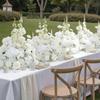 Angela Flower A9020 2pcs 19-inch White Artificial Rose Flower Ball Bouquet Free Standing Centerpiece for WeddingTable Decor