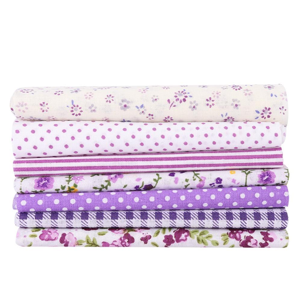7Pcs 7 assorted styles Floral Cotton Fabric Purple floral pattern Fabric Bundle Quilt making