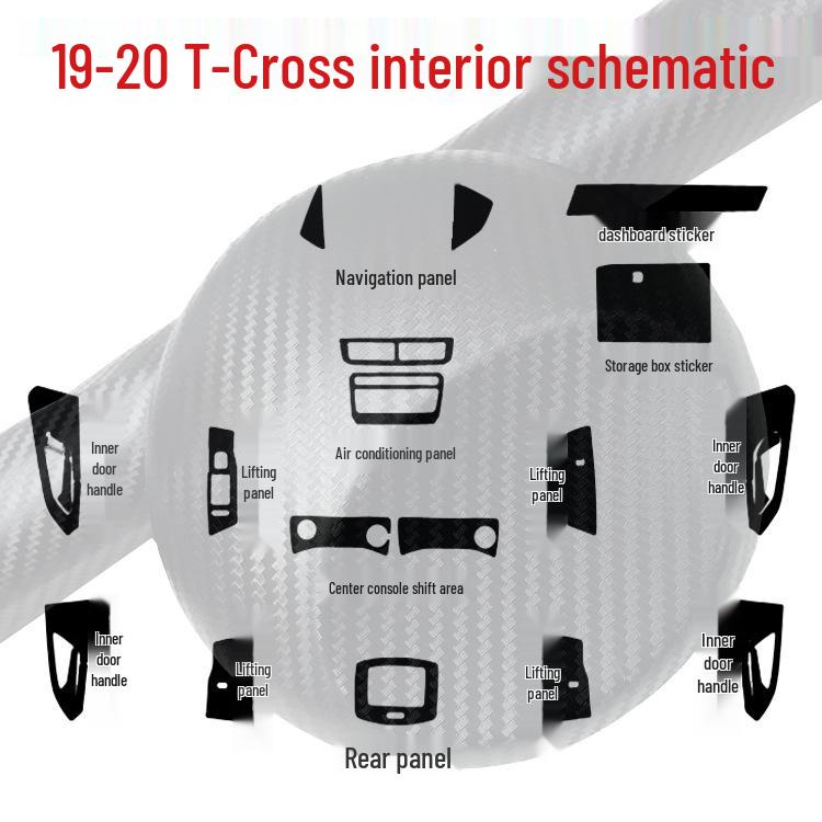 Volkswagen T-Cross 2019-20 Interior Console Gear Shift Anti-Scratch Decorative Stickers