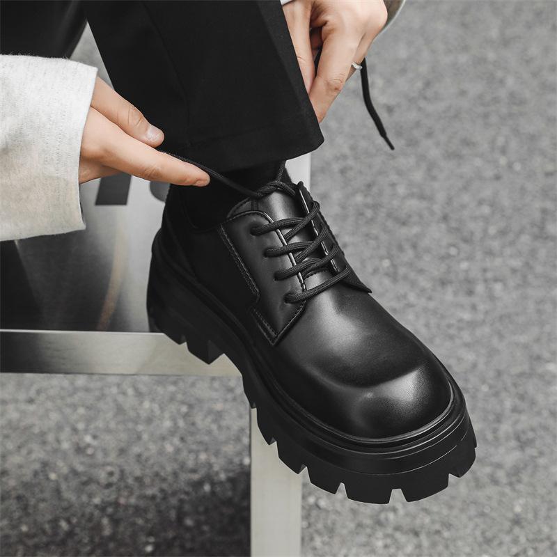 Мужская обувь 2024 новая деловая в британском стиле повседневная на толстой подошве увеличивающая рост с большим носком кожаная обувь рабочая обувь дерби 5052-J