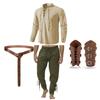 Men's Renaissance Costume Set Medieval Vintage Costume Pirate Shirt And Pants Viking Belt And Accessories Halloween Costume