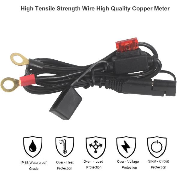 [ 6 PACK] Sae To O Ring Terminal Harness 2FT - Sae Eyelet Ring Terminal Cable 16Awg Motorcycle Battery Trickle Charger Extension Cord With Sae