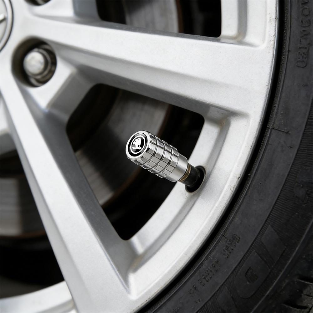 4pc Car Styling Wheel Tire Valve Air Stem Cap Badge MK63 Decoration For Skoda S Kodiaq Fabia Kamiq Karoq Octavia 3 A5 A7 Rapid Scala